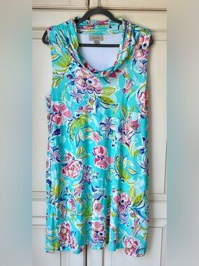 🍇 Charlie Paige Aqua Floral Dress. Large.